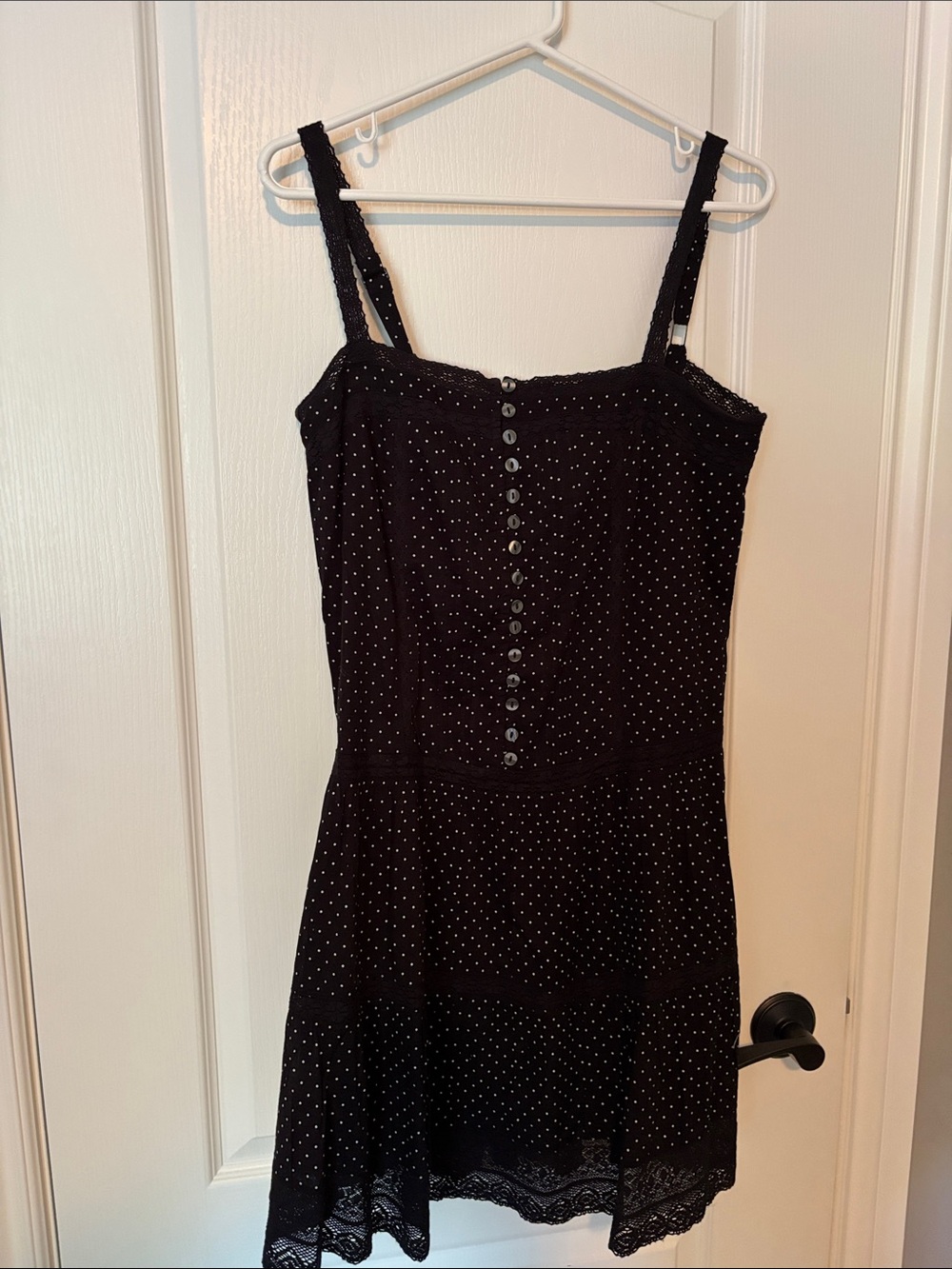 GAP Black Dress with White Polka Dots and Lace Hem